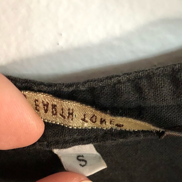 Earth Tone Black Cotton Long Sleeve V-Neck Shirt S - Picture 4 of 5